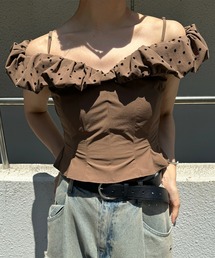 Ameri（アメリ）の「OFF SHOULDER COMPACT PUFF TOP（Tシャツ/カットソー）」