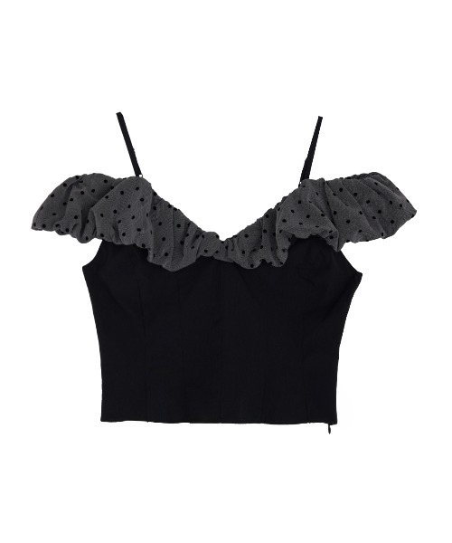 Ameri(アメリ)の「OFF SHOULDER COMPACT PUFF TOP(Tシャツ/カットソー・レディース・ブラウン/ブラック/イエロー・SMALL/MEDIUM)」の22枚目の写真
