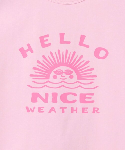 NICE WEATHER(ナイスウェザー)の「【別注】<HELLO SUNRISE>ウィメンズ ロゴプリント Tシャツ(Tシャツ/カットソー・レディース・ライトピンク/ホワイト・M/S)」の6枚目の写真