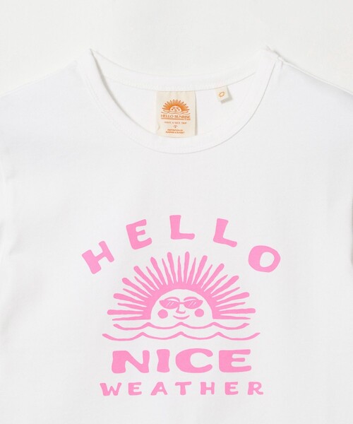 NICE WEATHER(ナイスウェザー)の「【別注】<HELLO SUNRISE>ウィメンズ ロゴプリント Tシャツ(Tシャツ/カットソー・レディース・ライトピンク/ホワイト・M/S)」の10枚目の写真