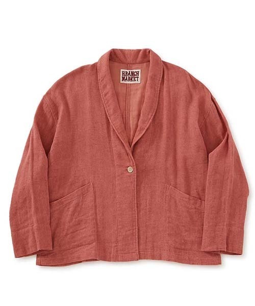 HOLLYWOOD RANCH MARKET(ハリウッドランチマーケット)の「ナチュラルダイド コットンリネン ダブルガーゼ ラフジャケット(その他アウター・レディース・ナチュラル/ターコイズブルー/チャコール/レッド系その他・ONE SIZE)」の4枚目の写真