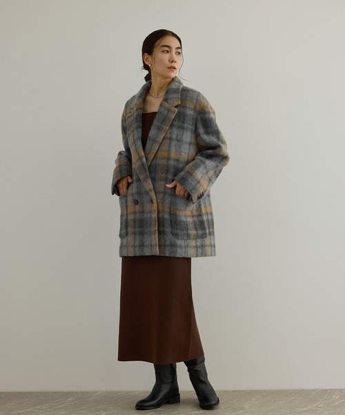 SALON adam et rope'(サロン アダム エ ロペ)の「【WEB限定】シャギースライバーオーバージャケット(テーラードジャケット・レディース・チャコールグレー/ライトグレー/グレー/ブラウン・FREE)」の19枚目の写真