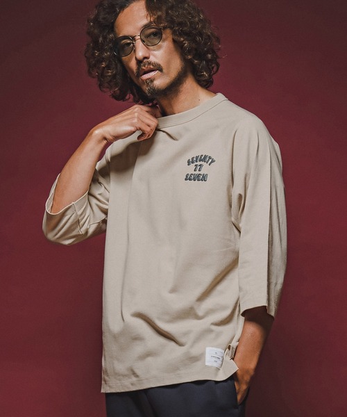 seventy seven(セブンティセブン)の「mlt5782- middle oz half sleeve t-shirt (funny arch) ラグランスリーブカットソー(7726W120)(Tシャツ/カットソー・メンズ・ホワイト/ブラック/ストーン・S/M/L/XL)」の5枚目の写真