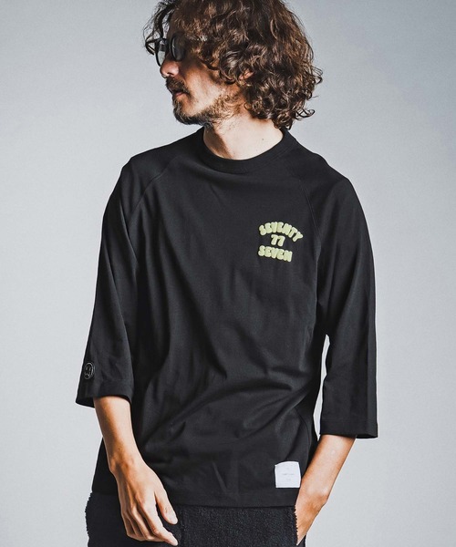 seventy seven(セブンティセブン)の「mlt5782- middle oz half sleeve t-shirt (funny arch) ラグランスリーブカットソー(7726W120)(Tシャツ/カットソー・メンズ・ホワイト/ブラック/ストーン・S/M/L/XL)」の12枚目の写真