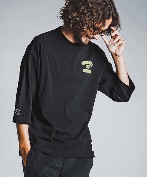 seventy seven(セブンティセブン)の「mlt5782- middle oz half sleeve t-shirt (funny arch) ラグランスリーブカットソー(7726W120)(Tシャツ/カットソー・メンズ・ホワイト/ブラック/ストーン・S/M/L/XL)」の13枚目の写真