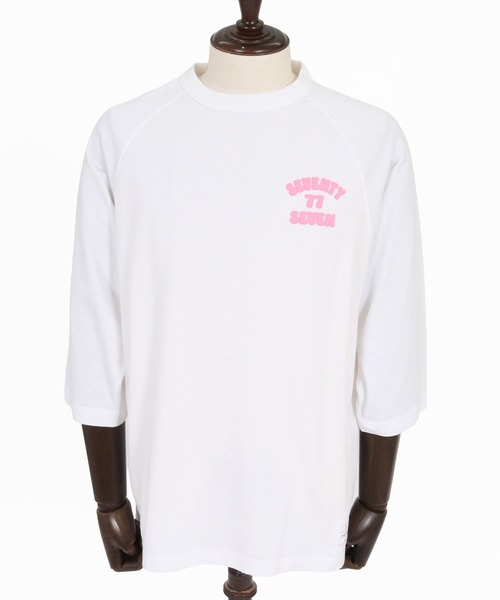 seventy seven(セブンティセブン)の「mlt5782- middle oz half sleeve t-shirt (funny arch) ラグランスリーブカットソー(7726W120)(Tシャツ/カットソー・メンズ・ホワイト/ブラック/ストーン・S/M/L/XL)」の16枚目の写真