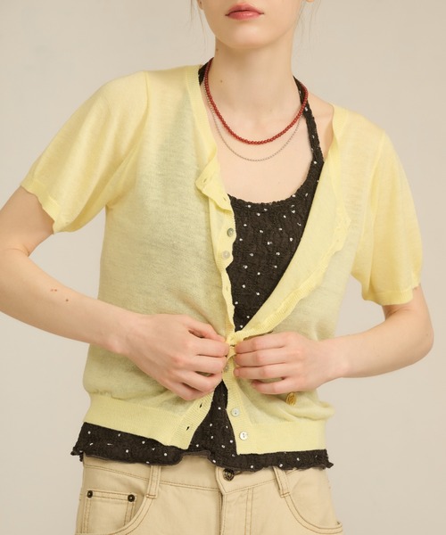 hazyl(ヘイジル)の「sheer compact cardigan / シアーコンパクトカーディガン(カーディガン/ボレロ・レディース・イエロー/ネイビー・フリー)」の17枚目の写真
