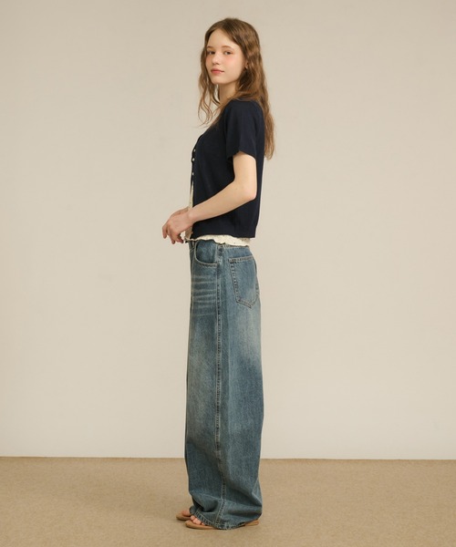 hazyl(ヘイジル)の「sheer compact cardigan / シアーコンパクトカーディガン(カーディガン/ボレロ・レディース・イエロー/ネイビー・フリー)」の12枚目の写真