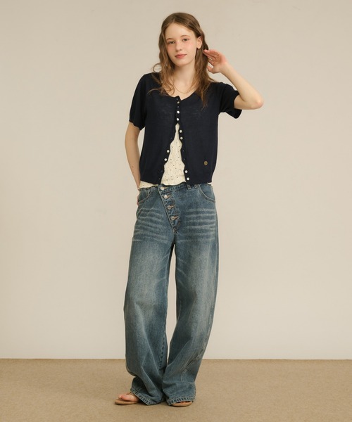 hazyl(ヘイジル)の「sheer compact cardigan / シアーコンパクトカーディガン(カーディガン/ボレロ・レディース・イエロー/ネイビー・フリー)」の15枚目の写真