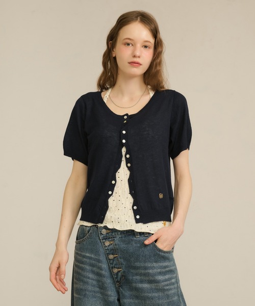 hazyl(ヘイジル)の「sheer compact cardigan / シアーコンパクトカーディガン(カーディガン/ボレロ・レディース・イエロー/ネイビー・フリー)」の4枚目の写真