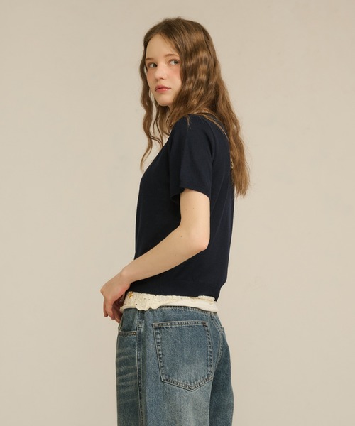hazyl(ヘイジル)の「sheer compact cardigan / シアーコンパクトカーディガン(カーディガン/ボレロ・レディース・イエロー/ネイビー・フリー)」の8枚目の写真
