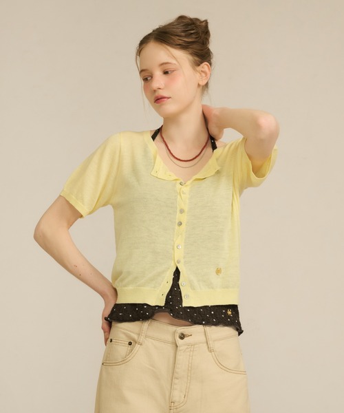 hazyl(ヘイジル)の「sheer compact cardigan / シアーコンパクトカーディガン(カーディガン/ボレロ・レディース・イエロー/ネイビー・フリー)」の19枚目の写真
