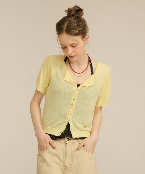 hazyl(ヘイジル)の「sheer compact cardigan / シアーコンパクトカーディガン(カーディガン/ボレロ・レディース・イエロー/ネイビー・フリー)」の20枚目の写真