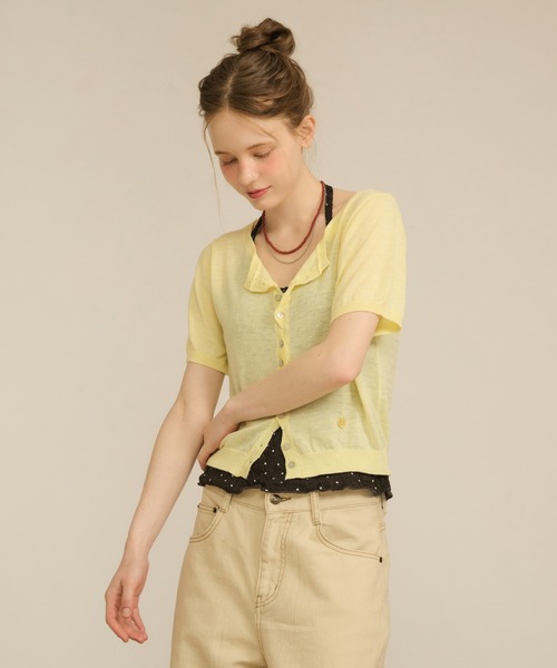 hazyl(ヘイジル)の「sheer compact cardigan / シアーコンパクトカーディガン(カーディガン/ボレロ・レディース・イエロー/ネイビー・フリー)」の21枚目の写真
