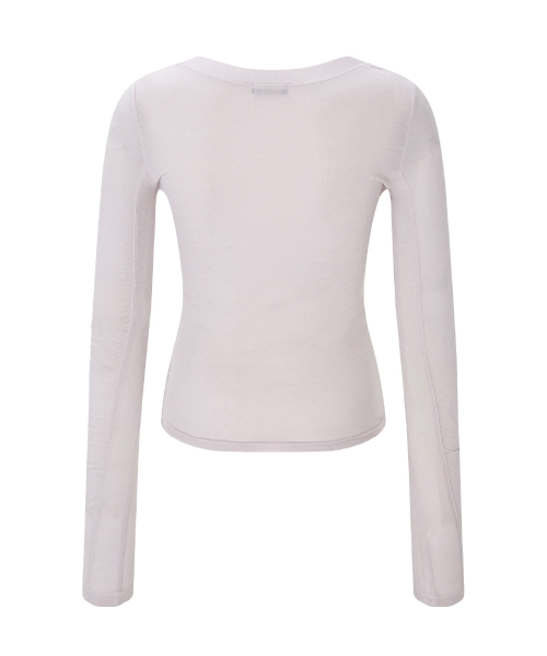 PLEASENOFOLLOW(プリーズノーフォロー)の「Valerie Shirring Button Long Sleeve Top (Pale Pink)(Tシャツ/カットソー・レディース・その他・FREE)」の3枚目の写真