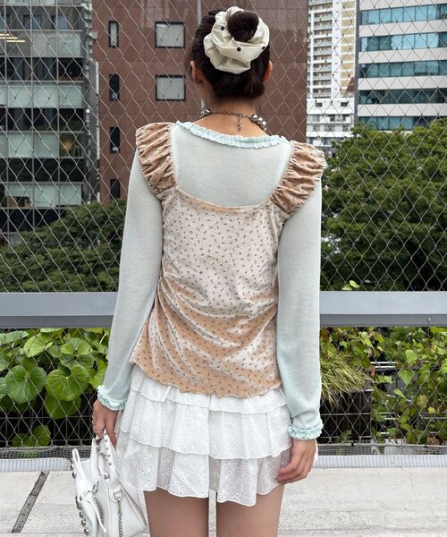 CIAOPANIC(チャオパニック)の「(ドット柄/花柄)ショルダーギャザーベロアビスチェ(Tシャツ/カットソー・レディース・ベージュ/レッド系その他/オレンジ/ブラック系その他/レッド/ブラック・ONE SIZE)」の21枚目の写真