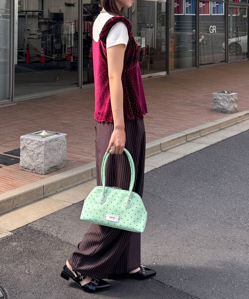 CIAOPANIC(チャオパニック)の「(ドット柄/花柄)ショルダーギャザーベロアビスチェ(Tシャツ/カットソー・レディース・ベージュ/レッド系その他/オレンジ/ブラック系その他/レッド/ブラック・ONE SIZE)」の20枚目の写真