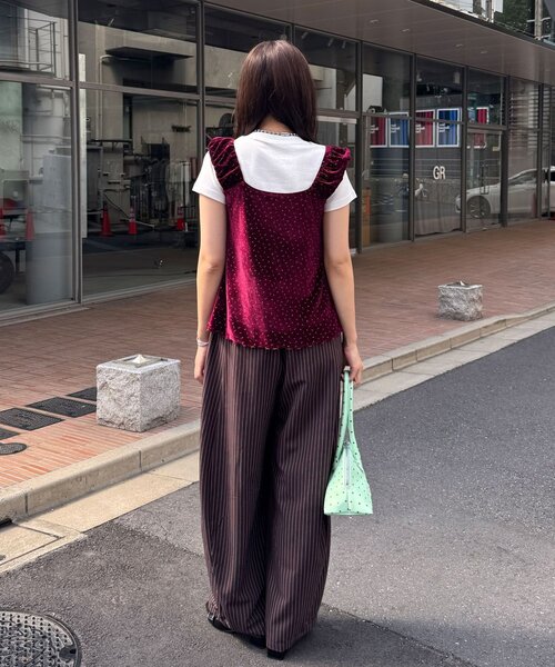 CIAOPANIC(チャオパニック)の「(ドット柄/花柄)ショルダーギャザーベロアビスチェ(Tシャツ/カットソー・レディース・ベージュ/レッド系その他/オレンジ/ブラック系その他/レッド/ブラック・ONE SIZE)」の21枚目の写真