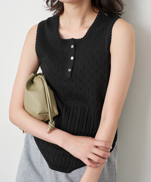 tyn.TGOR / T‑Gor — яркий трикотажный топ‑чулок (eyelet knit tank)