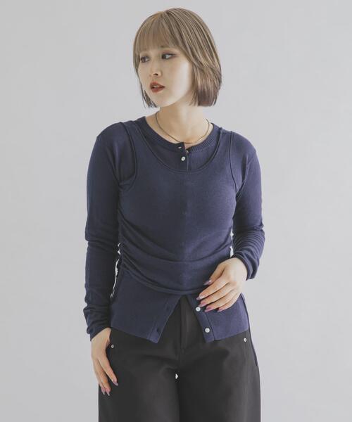 THE GOODLAND MARKET（ザグッドランドマーケット）の「cwtch　LAYERED KNIT TOPS（ニット/セーター・レディース・ネイビー/グレー/イエロー/パープル系その他・FREE）」の3枚目の写真