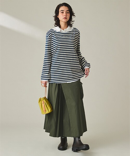 AIGLE(エーグル)の「ストライプ ボートネック ロングスリーブTシャツ(Tシャツ/カットソー・レディース・ブルー・L/M/S)」の3枚目の写真