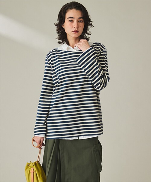 AIGLE(エーグル)の「ストライプ ボートネック ロングスリーブTシャツ(Tシャツ/カットソー・レディース・ブルー・L/M/S)」の5枚目の写真