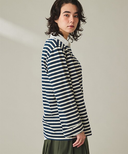 AIGLE(エーグル)の「ストライプ ボートネック ロングスリーブTシャツ(Tシャツ/カットソー・レディース・ブルー・L/M/S)」の6枚目の写真