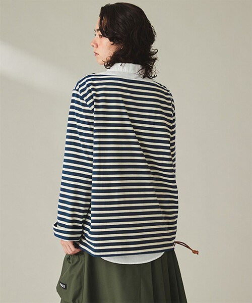 AIGLE(エーグル)の「ストライプ ボートネック ロングスリーブTシャツ(Tシャツ/カットソー・レディース・ブルー・L/M/S)」の7枚目の写真