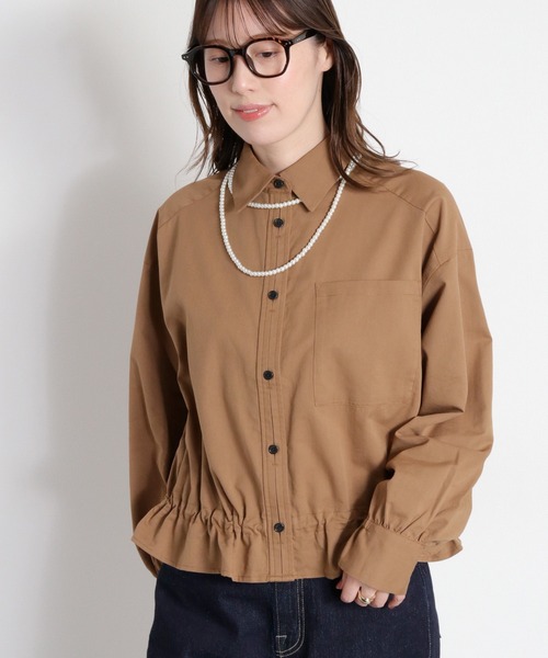 cepo(セポ)の「フロントタックドロストシャツ(シャツ/ブラウス・レディース・ピンク/キャメル/ベージュ・M)」の2枚目の写真