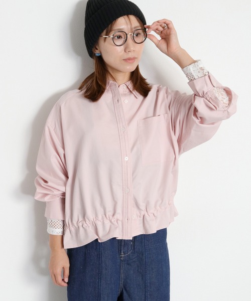 cepo(セポ)の「フロントタックドロストシャツ(シャツ/ブラウス・レディース・ピンク/キャメル/ベージュ・M)」の3枚目の写真