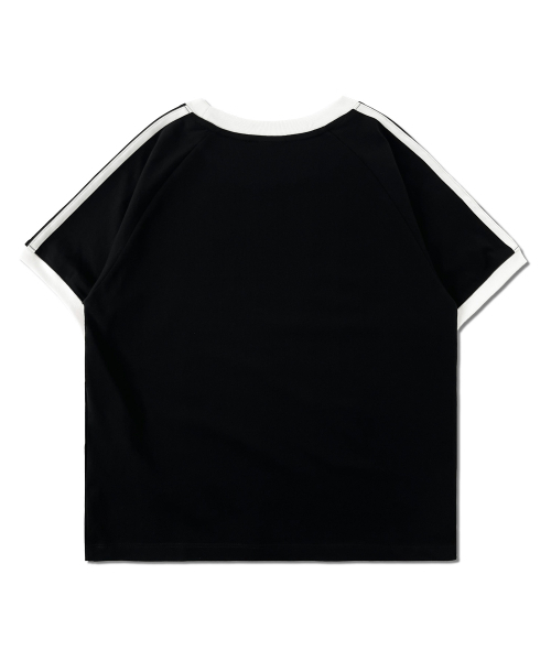 DISTN9NE(ディストナイン)の「配色ラインラグランスリム半袖Tシャツ LQ2TF242_BLACK(Tシャツ/カットソー・レディース・その他・90/85)」の2枚目の写真
