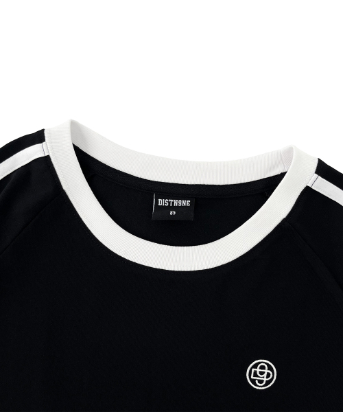 DISTN9NE(ディストナイン)の「配色ラインラグランスリム半袖Tシャツ LQ2TF242_BLACK(Tシャツ/カットソー・レディース・その他・90/85)」の3枚目の写真