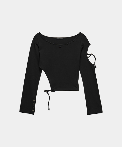 ETRE AU SOMMET(エトレオソメ)の「String Panel Point Long Sleeve (Black)(Tシャツ/カットソー・レディース・ブラック・FREE)」の7枚目の写真