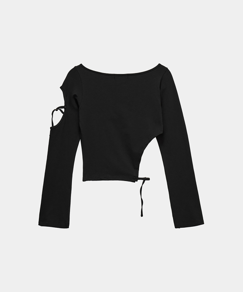 ETRE AU SOMMET(エトレオソメ)の「String Panel Point Long Sleeve (Black)(Tシャツ/カットソー・レディース・ブラック・FREE)」の2枚目の写真