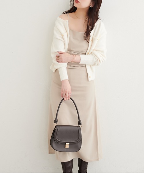 natural couture(ナチュラルクチュール)の「【ZOZO限定】カットジョーゼット ドレープキャミワンピース(ワンピース・レディース・その他1/その他2/チェック/グレイッシュベージュ/ブラック・FREE)」の3枚目の写真