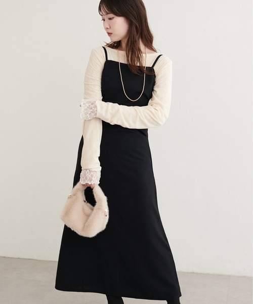 natural couture(ナチュラルクチュール)の「【ZOZO限定】カットジョーゼット ドレープキャミワンピース(ワンピース・レディース・その他1/その他2/チェック/グレイッシュベージュ/ブラック・FREE)」の9枚目の写真