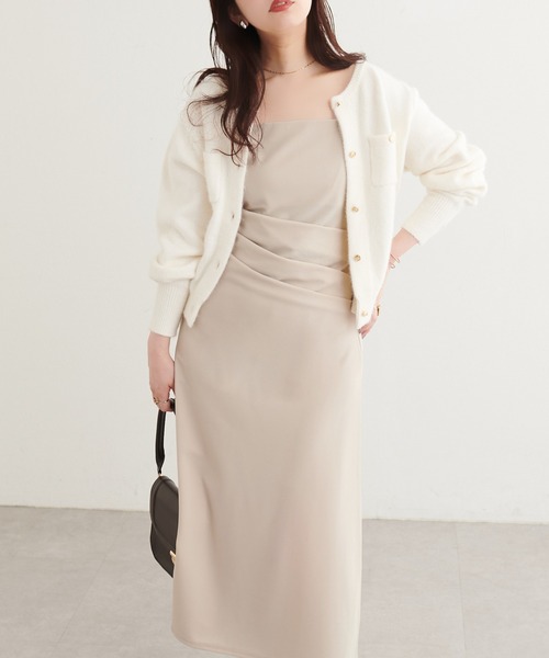 natural couture(ナチュラルクチュール)の「【ZOZO限定】カットジョーゼット ドレープキャミワンピース(ワンピース・レディース・その他1/その他2/チェック/グレイッシュベージュ/ブラック・FREE)」の12枚目の写真