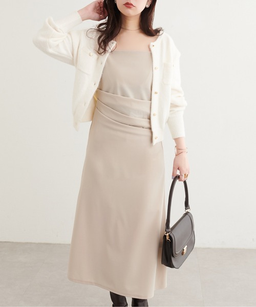 natural couture(ナチュラルクチュール)の「【ZOZO限定】カットジョーゼット ドレープキャミワンピース(ワンピース・レディース・その他1/その他2/チェック/グレイッシュベージュ/ブラック・FREE)」の13枚目の写真
