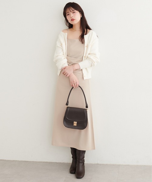 natural couture(ナチュラルクチュール)の「【ZOZO限定】カットジョーゼット ドレープキャミワンピース(ワンピース・レディース・その他1/その他2/チェック/グレイッシュベージュ/ブラック・FREE)」の10枚目の写真