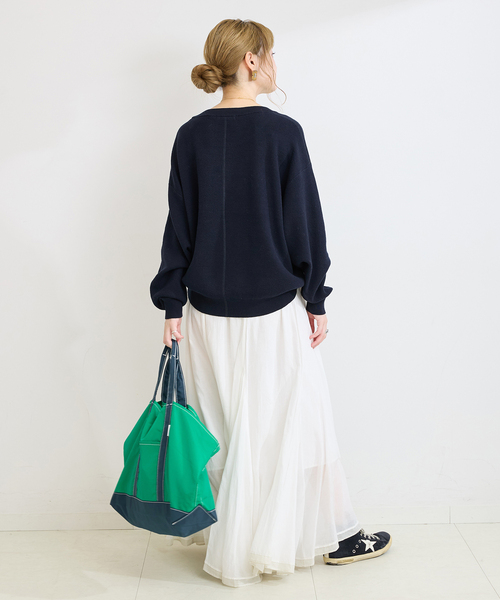 B.C STOCK(ベーセーストック)の「手洗い可 / ロゴトレーナーニット(ニット/セーター・レディース・チャコールグレー/レッド/ネイビー・FREE)」の14枚目の写真