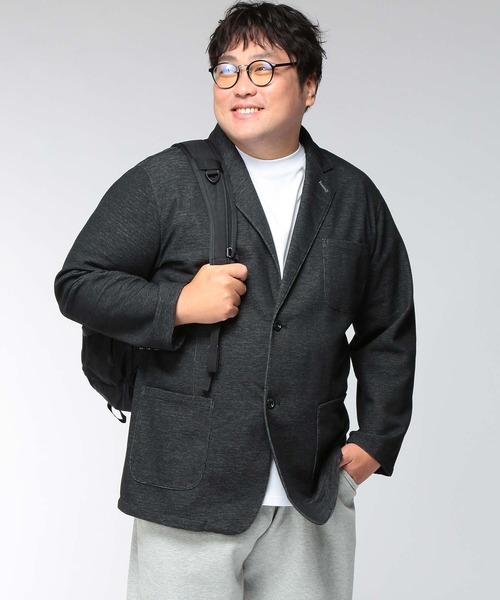 SAKAZEN(サカゼン)の「ジャケット メンズ 大きいサイズ 裏ボーダー シングルボタン カットジャケット LOUIS CHAVLON (ルイシャブロン)(テーラードジャケット・メンズ・ネイビー/ブラック・3L/4L)」の2枚目の写真