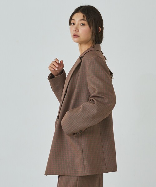abahouse mavie(アバハウスマヴィ)の「チェックダブルテーラードジャケット(裏地付き)(テーラードジャケット・レディース・ブラウン/ダークブラウン・38/36)」の8枚目の写真