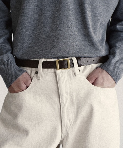 WYM LIDNM(ウィム バイ リドム)の「ANILINE LEATHER HOOK BELT(ベルト・メンズ・ブラック/ダークブラウン・M/L)」の2枚目の写真