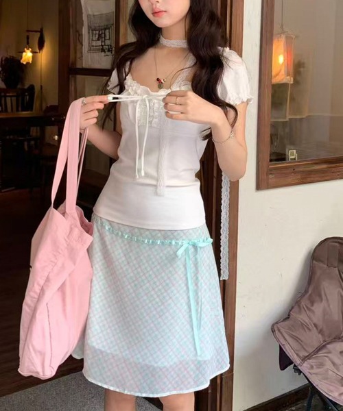 FREE STYLISTS(フリー スタイリスト)の「ミント チュール グリーン リボン スカート(スカート・レディース・ミント・M)」の9枚目の写真