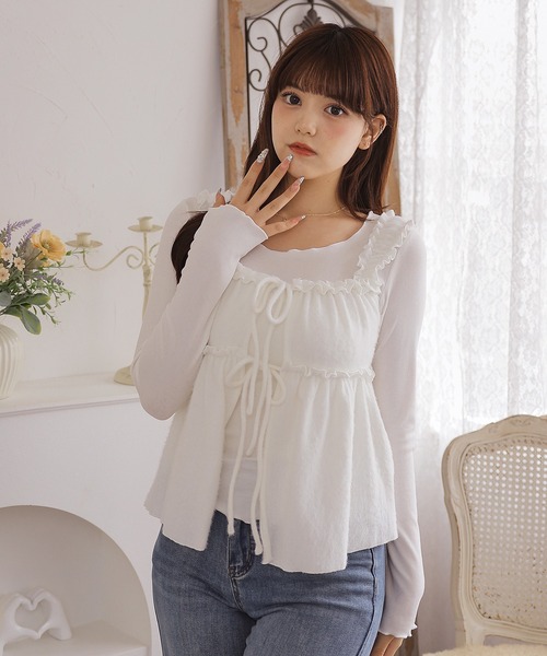 Anely(アネリー)の「【2点セット】ふわふわシャギーカーディガン&ギャザートップス(その他トップス・レディース・ダークグレー/ブルーグレー/ブラウン/アイボリー・FREE)」の15枚目の写真