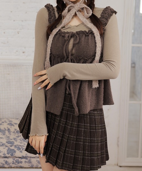Anely(アネリー)の「【2点セット】ふわふわシャギーカーディガン&ギャザートップス(その他トップス・レディース・ダークグレー/ブルーグレー/ブラウン/アイボリー・FREE)」の21枚目の写真