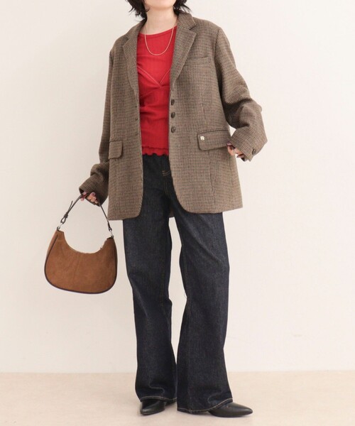 fredy emue（フレディエミュ）の「《セットアップ対応》ツィードチェックオーバージャケット（テーラードジャケット・レディース・ブラウン系その他/ベージュ系その他・38）」の3枚目の写真
