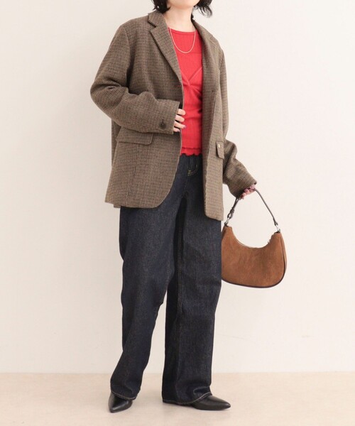 fredy emue（フレディエミュ）の「《セットアップ対応》ツィードチェックオーバージャケット（テーラードジャケット・レディース・ブラウン系その他/ベージュ系その他・38）」の4枚目の写真