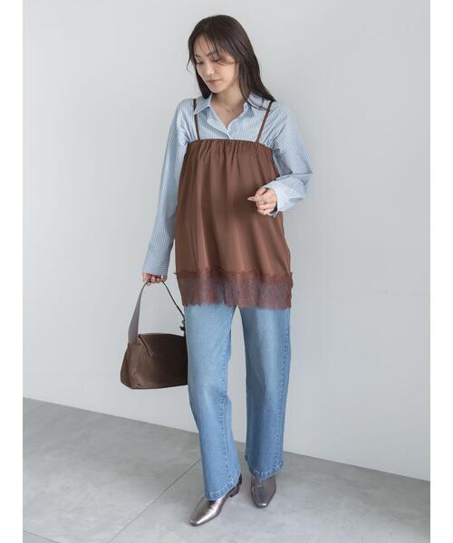 Te chichi(テチチ)の「ミッドライズストレートワイドデニムパンツ(その他パンツ・レディース・ネイビー/ブルー・S/M)」の6枚目の写真