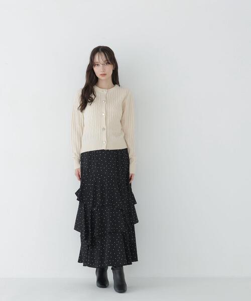 NATURAL BEAUTY BASIC（ナチュラルビューティーベーシック）の「アソートボタンケーブルカーディガン（カーディガン/ボレロ・レディース・チャコールグレー/ブルー/オフホワイト・FREE）」の8枚目の写真
